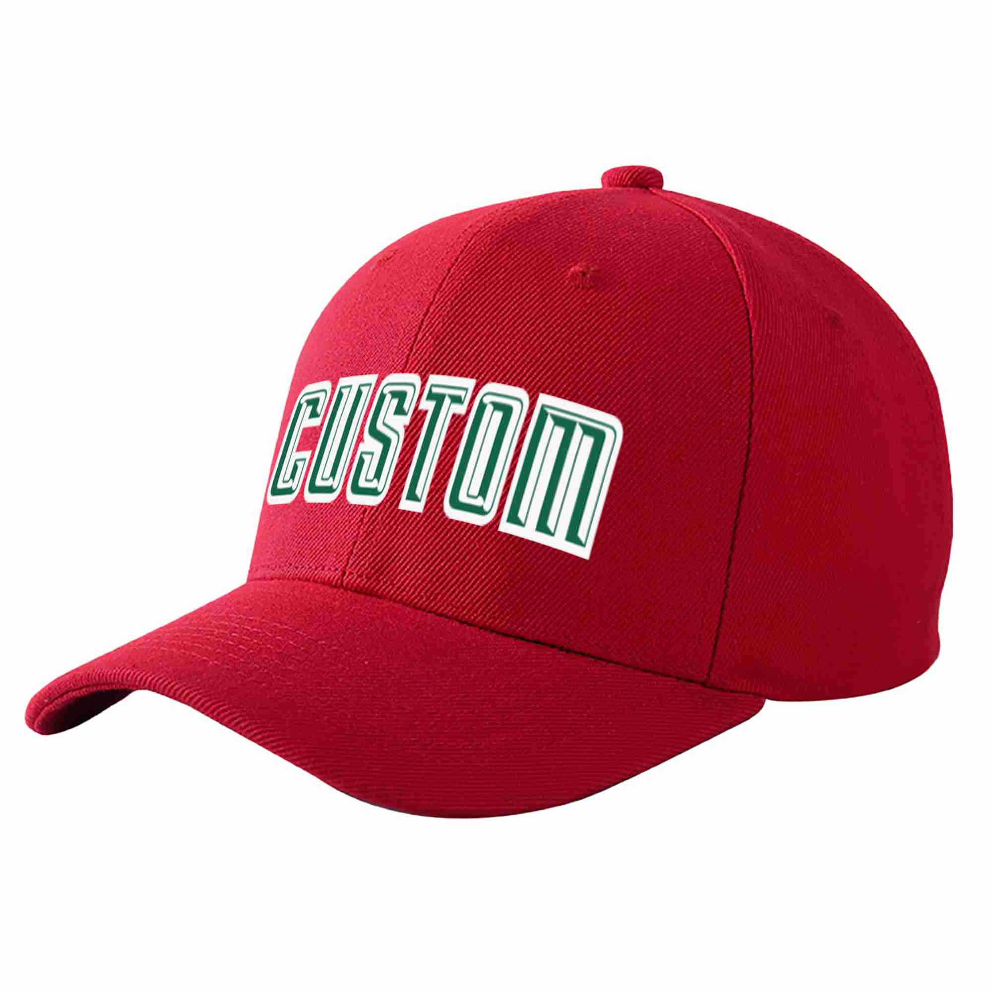 Casquette de baseball de sport incurvée rouge Kelly vert-blanc pour hommes/femmes/jeunes