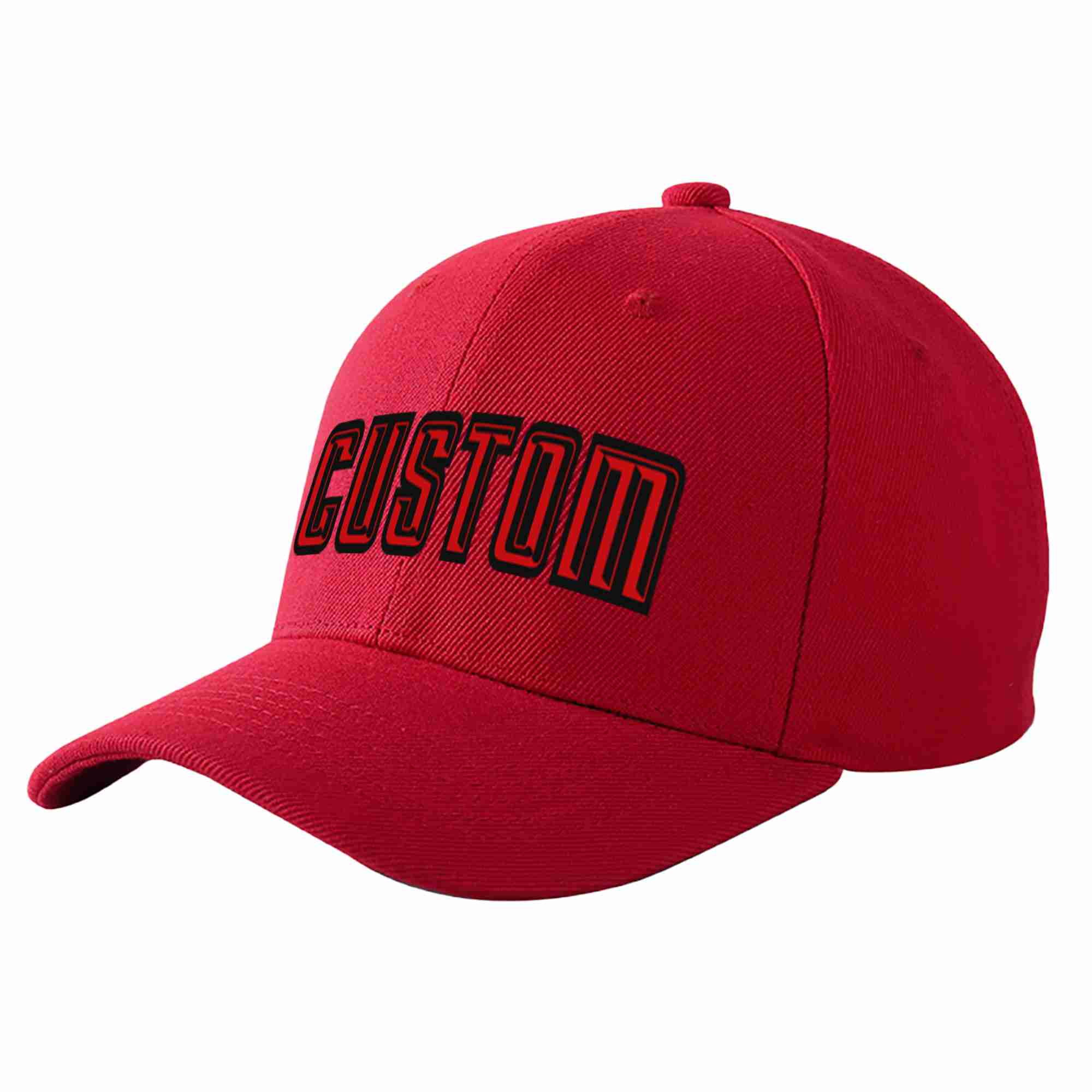 Conception personnalisée de casquette de baseball de sport incurvée rouge-noir rouge pour hommes/femmes/jeunes