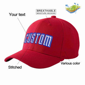 Custom Red White-Royal Curved Eaves Sport Baseball Cap Design for Men/Women/Youth