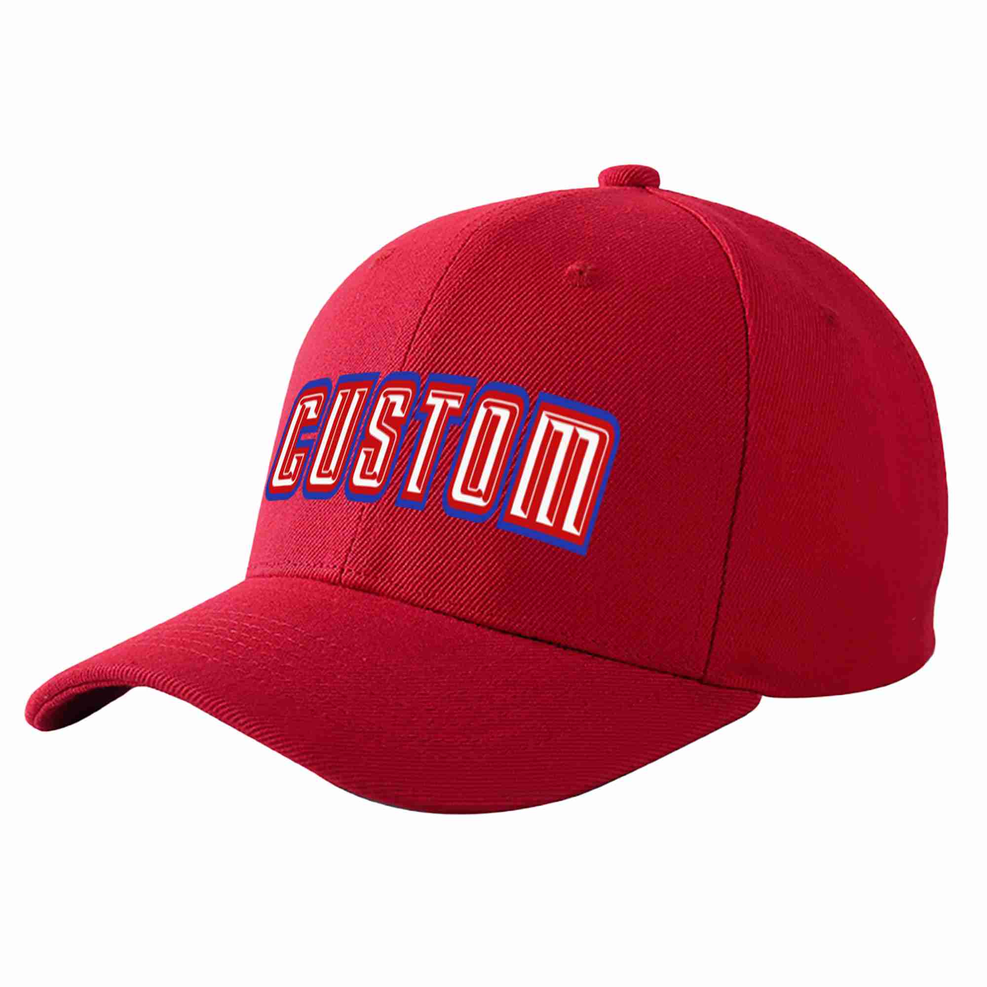 Conception personnalisée de casquette de baseball de sport incurvée rouge blanc-rouge pour hommes/femmes/jeunes