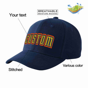 Custom Navy Gold-Navy Curved Eaves Sport Baseball Cap Design for Men/Women/Youth