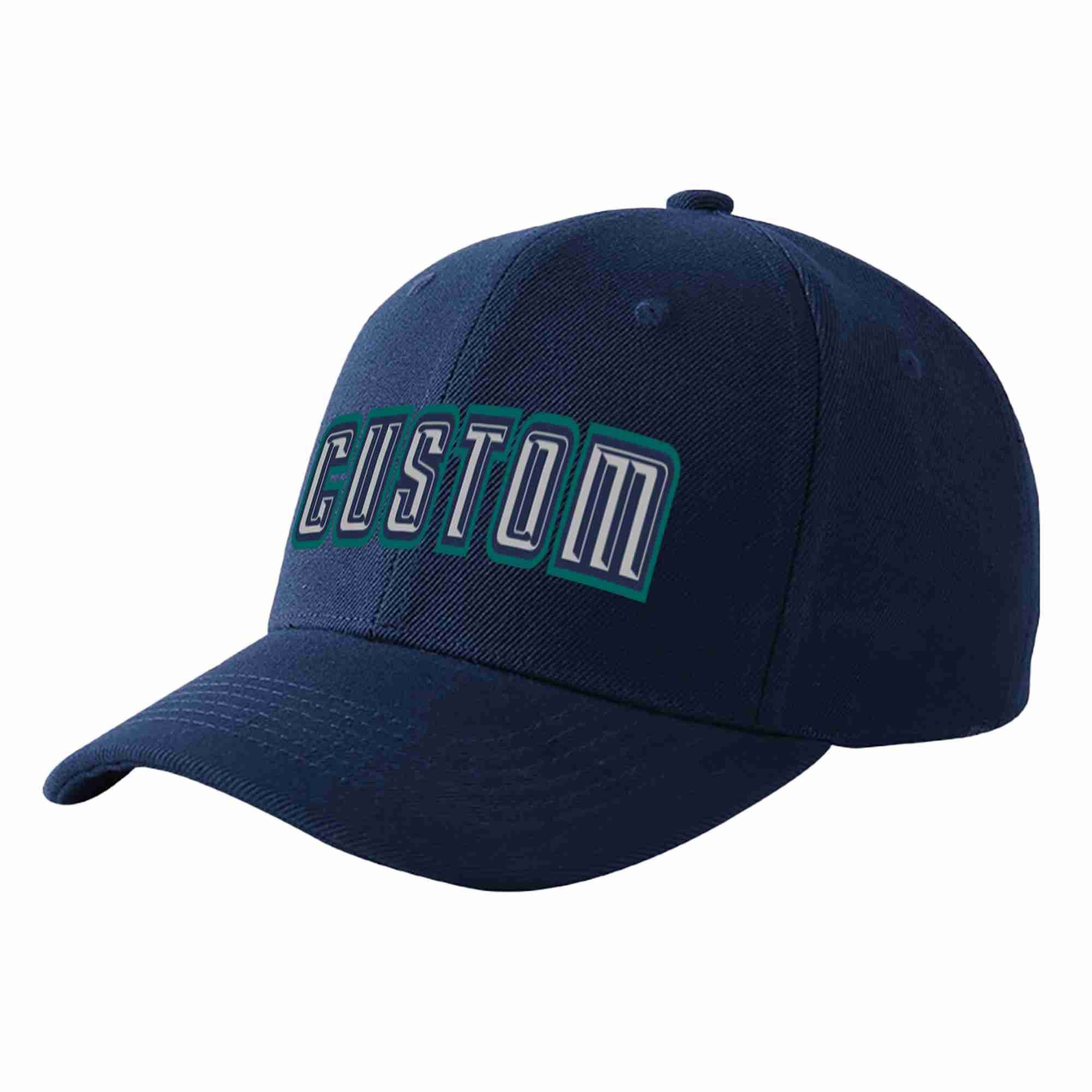 Conception personnalisée de casquette de baseball de sport incurvée gris-marine pour hommes/femmes/jeunes