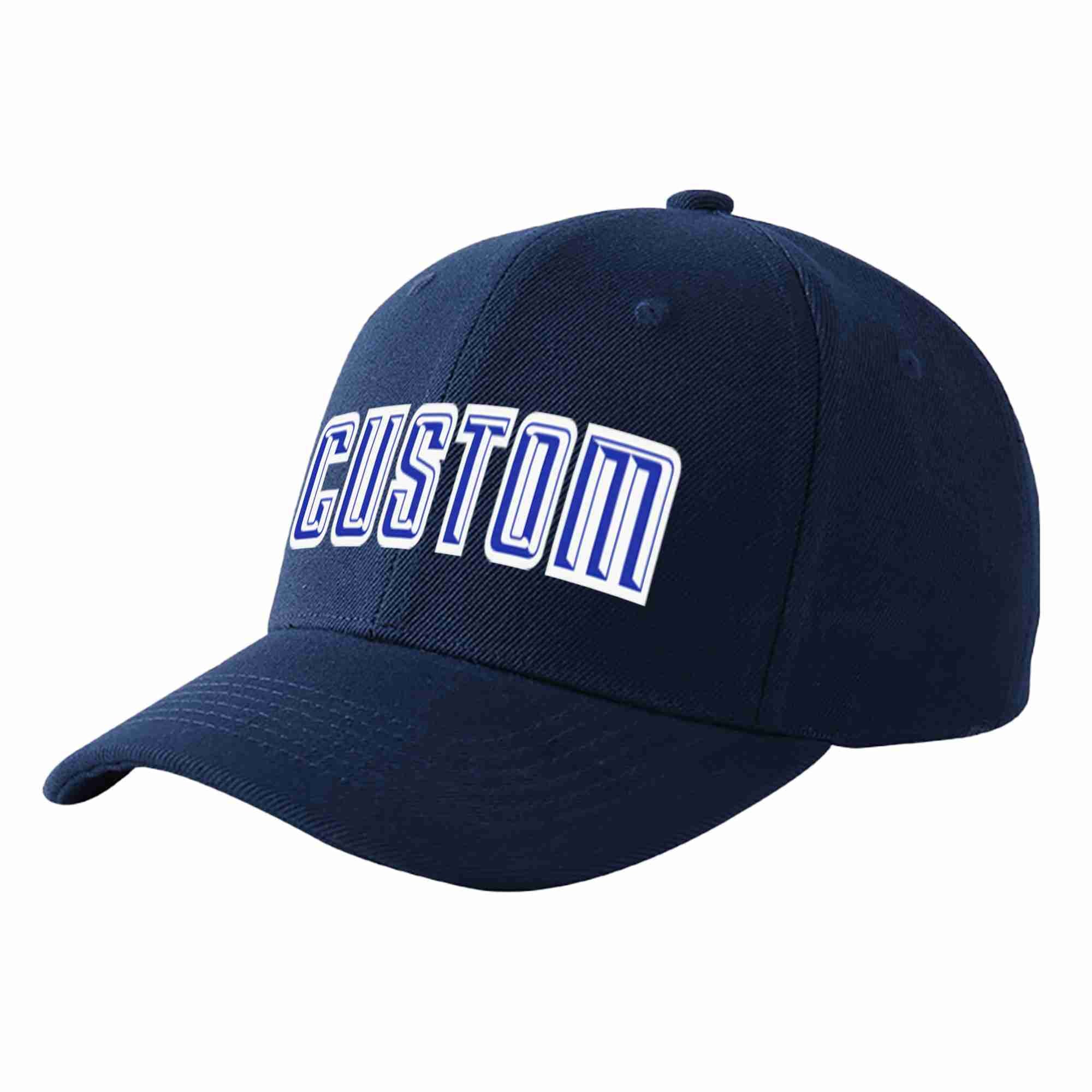 Conception personnalisée de casquette de baseball de sport incurvée Eaves Royal-White de la marine pour hommes/femmes/jeunes