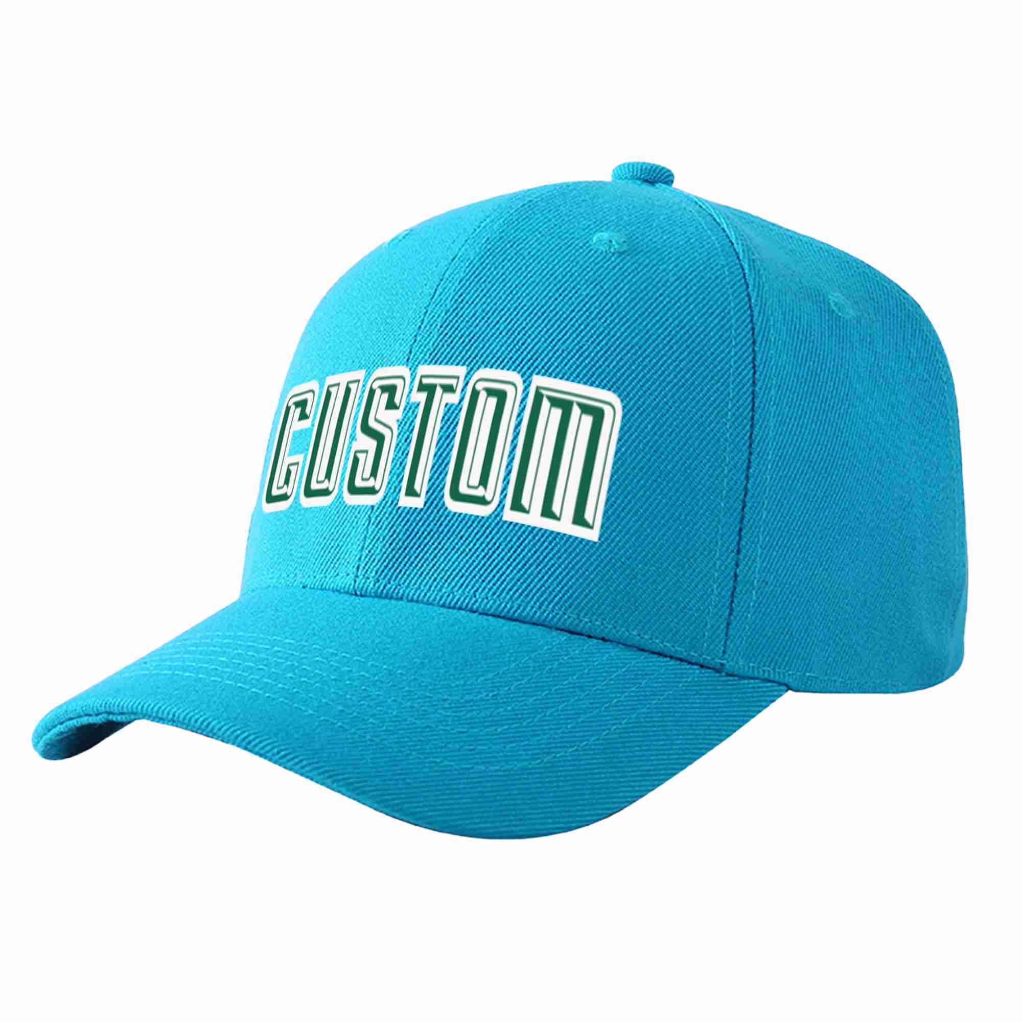 Casquette de baseball de sport courbée Aqua Kelly vert-blanc personnalisée pour hommes/femmes/jeunes