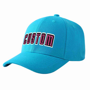 Conception personnalisée de casquette de baseball de sport courbée rose-noir aqua pour hommes/femmes/jeunes