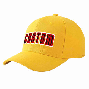 Custom Gold Black-Red Curved Eaves Sport Baseball Cap Design for Men/Women/Youth