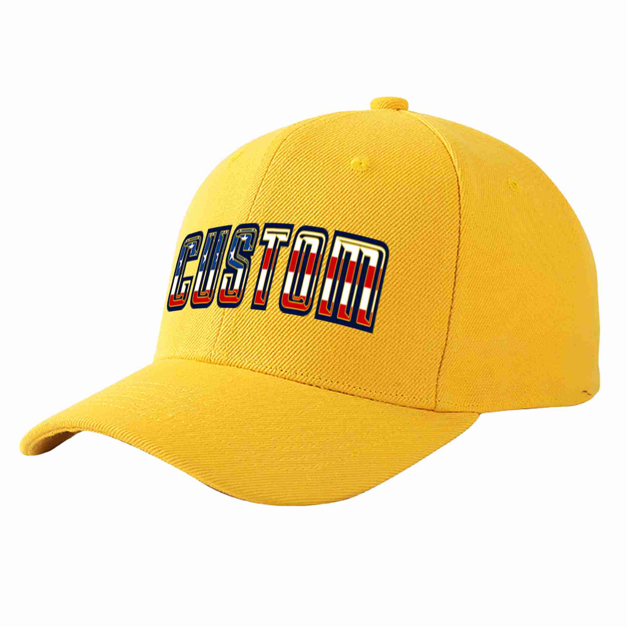 Custom Gold Vintage USA Flag-Gold Curved Eaves Sport Baseball Cap Design for Men/Women/Youth