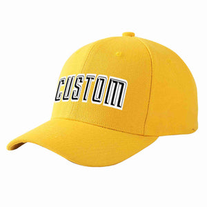 Custom Gold Black-White Curved Eaves Sport Baseball Cap Design for Men/Women/Youth