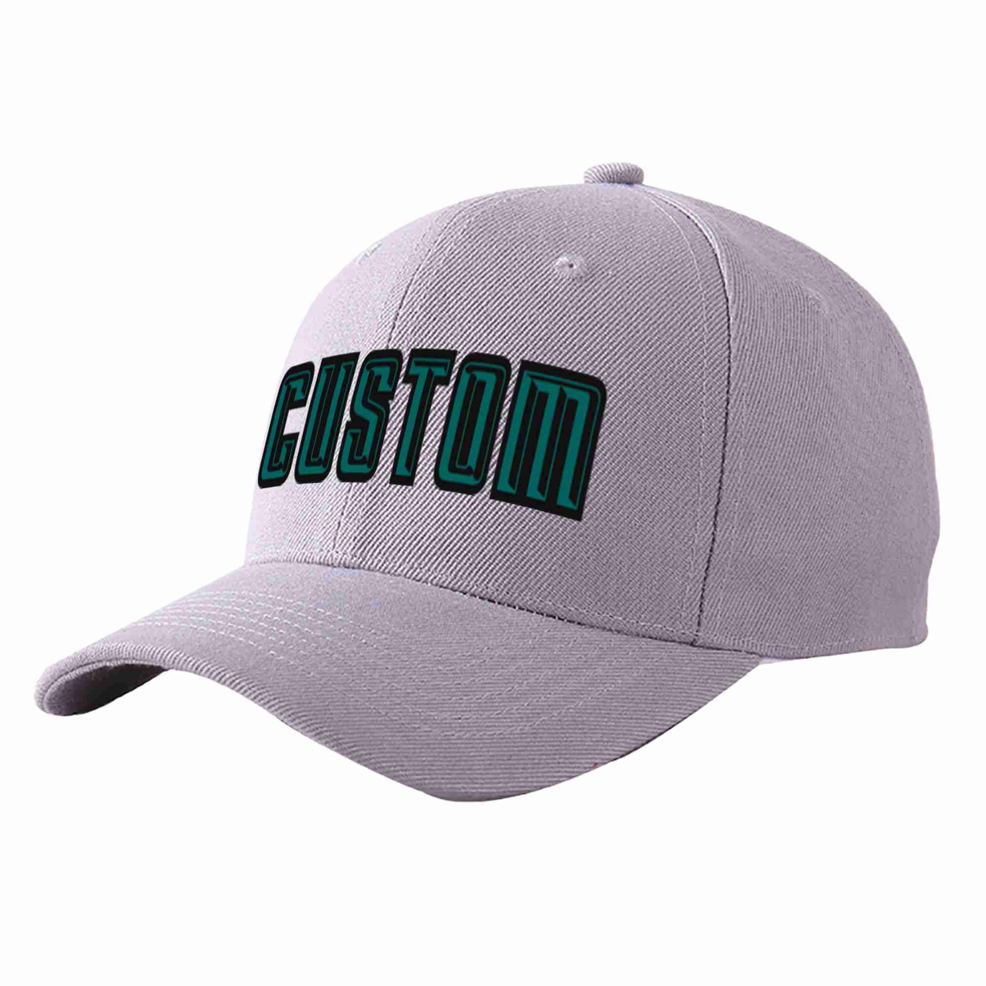 Conception personnalisée de casquette de baseball de sport incurvée gris aqua-noir pour hommes/femmes/jeunes