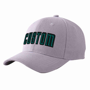 Custom Gray Aqua-Black Curved Eaves Sport Baseball Cap Design for Men/Women/Youth