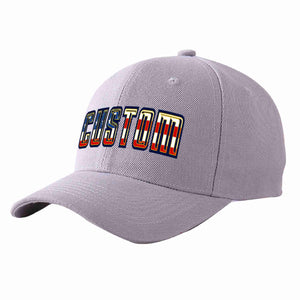 Custom Gray Vintage USA Flag-Gold Curved Eaves Sport Baseball Cap Design for Men/Women/Youth