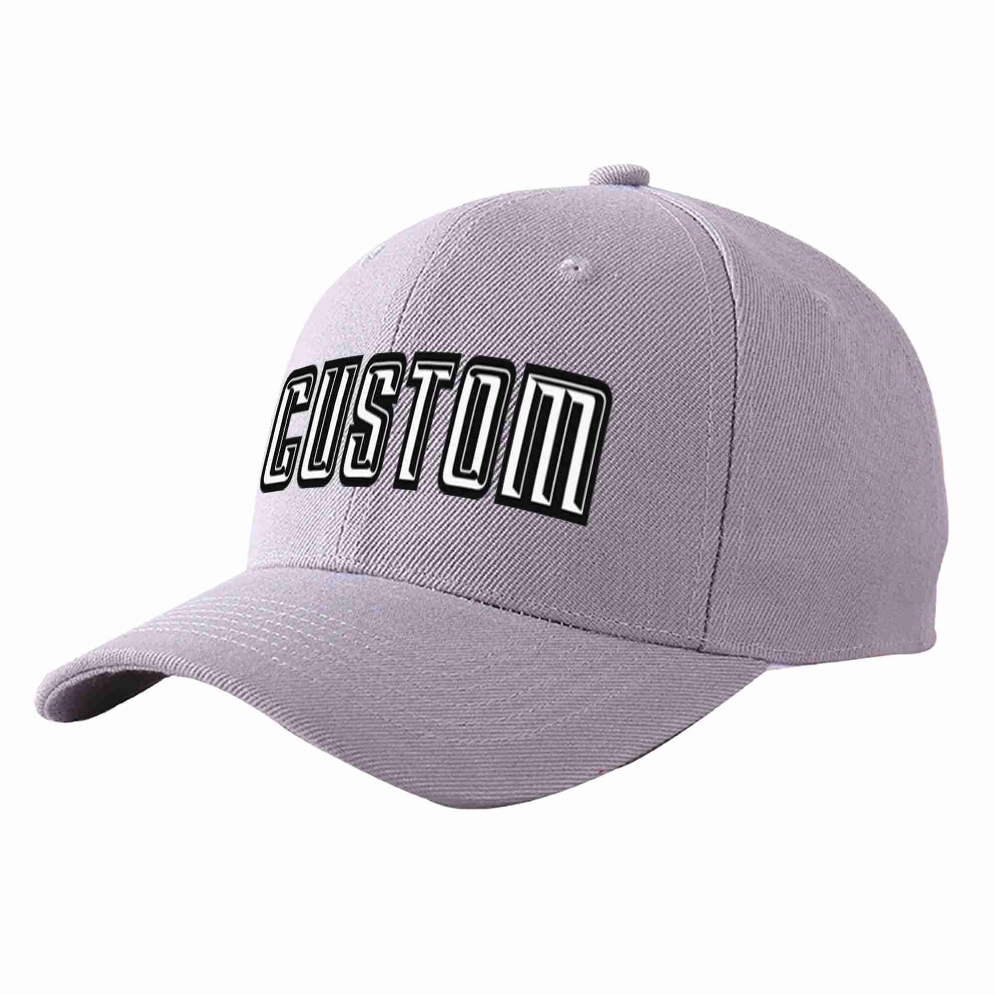 Conception de casquette de baseball de sport incurvée personnalisée gris blanc-noir pour hommes/femmes/jeunes