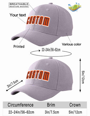 Conception personnalisée de casquette de baseball de sport incurvée gris marine-orange pour hommes/femmes/jeunes