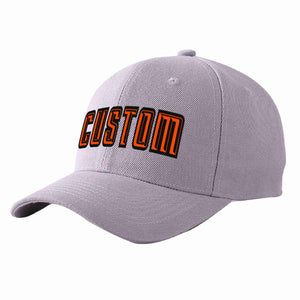 Conception personnalisée de casquette de baseball de sport incurvée gris orange-noir pour hommes/femmes/jeunes