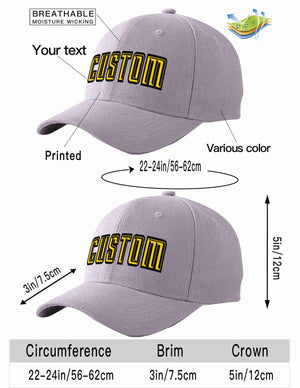 Custom Gray Gold-Black Curved Eaves Sport Baseball Cap Design for Men/Women/Youth