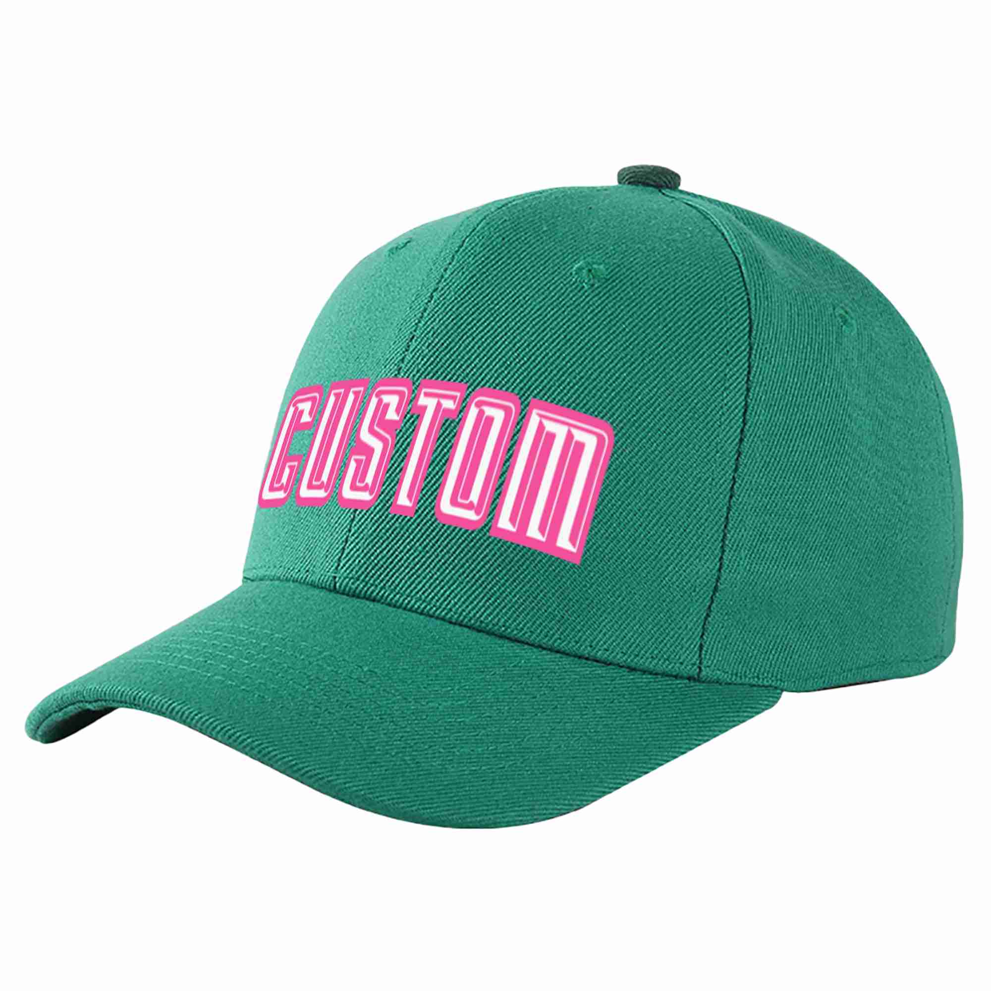 Custom Light Green White-Pink Curved Eaves Sport Baseball Cap Design for Men/Women/Youth