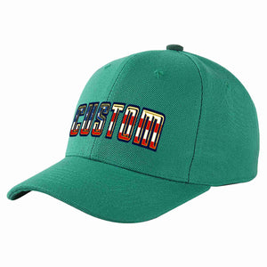 Custom Light Green Vintage USA Flag-Gold Curved Eaves Sport Baseball Cap Design for Men/Women/Youth