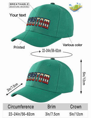 Custom Light Green Vintage USA Flag-Gold Curved Eaves Sport Baseball Cap Design for Men/Women/Youth