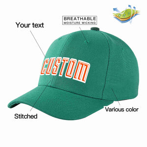 Custom Light Green Orange-White Curved Eaves Sport Baseball Cap Design for Men/Women/Youth