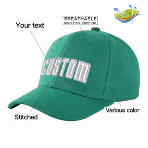 Conception personnalisée de casquette de baseball de sport incurvée vert clair blanc-gris pour hommes/femmes/jeunes