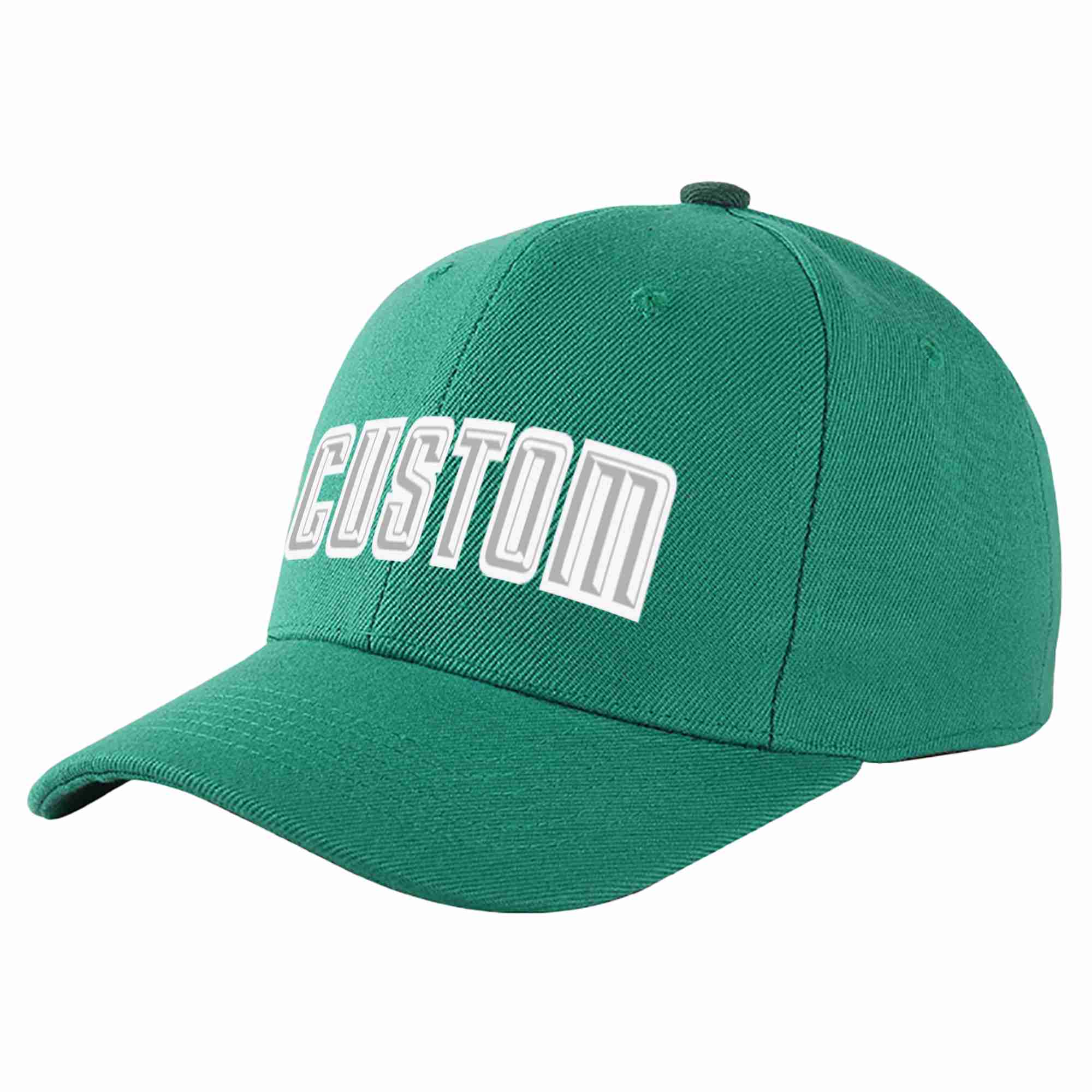 Custom Light Green Gray-White Curved Eaves Sport Baseball Cap Design for Men/Women/Youth