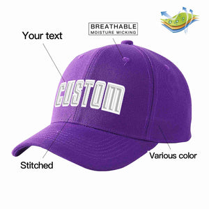 Custom Purple Gray-White Curved Eaves Sport Baseball Cap Design for Men/Women/Youth