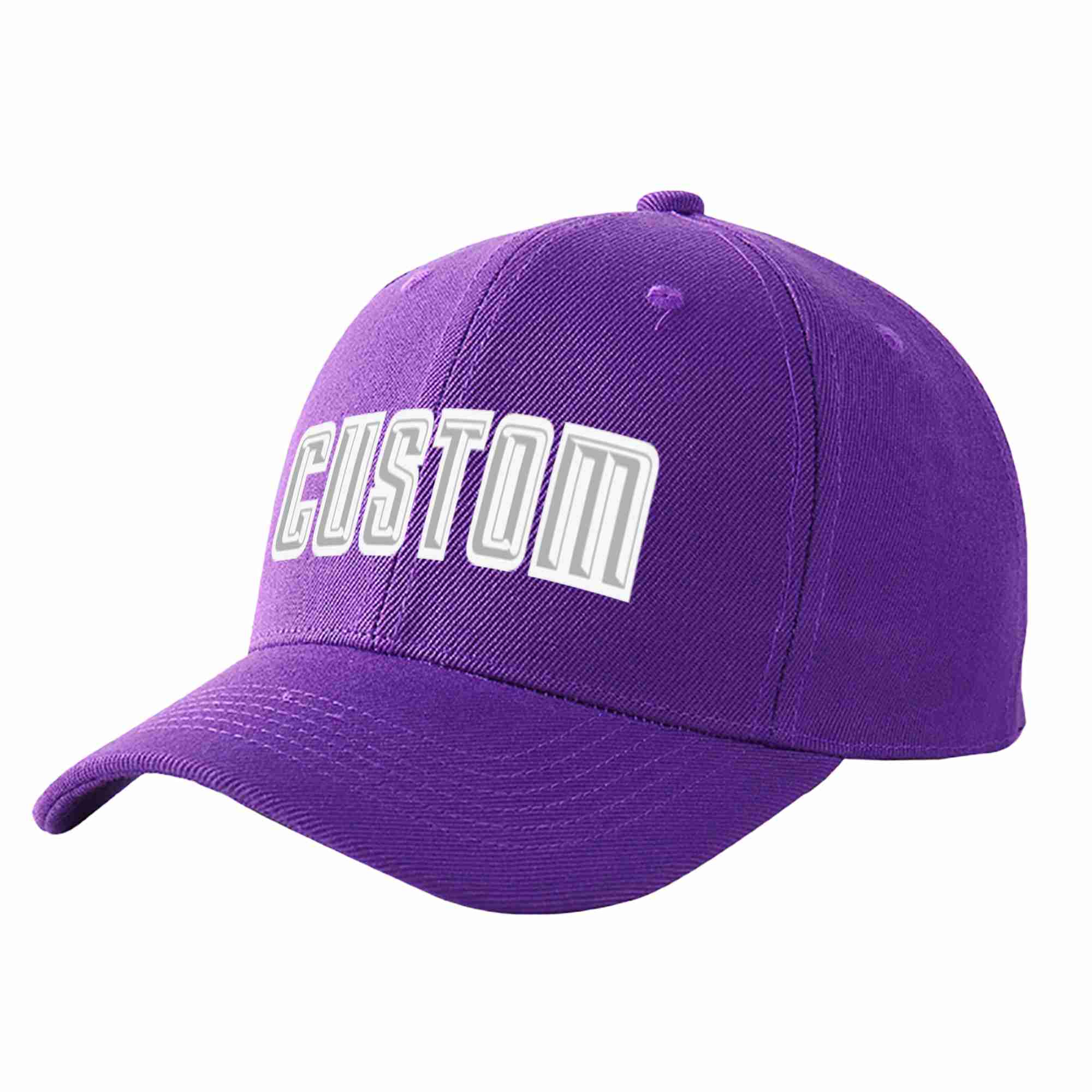 Casquette de baseball de sport incurvée personnalisée, violet, gris-blanc, conception pour hommes/femmes/jeunes