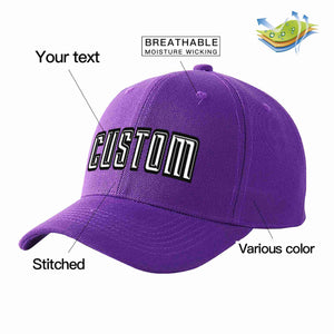 Custom Purple White-Black Curved Eaves Sport Baseball Cap Design for Men/Women/Youth