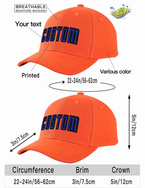 Custom Tangerine Royal-Black Curved Eaves Sport Baseball Cap Design for Men/Women/Youth