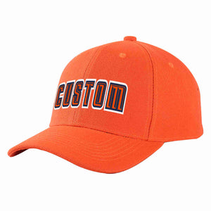 Custom Tangerine Orange-Navy Curved Eaves Sport Baseball Cap Design for Men/Women/Youth