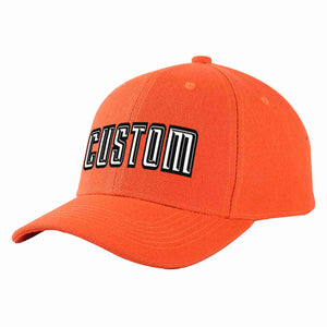 Conception personnalisée de casquette de baseball de sport incurvée blanc-noir mandarine pour hommes/femmes/jeunes