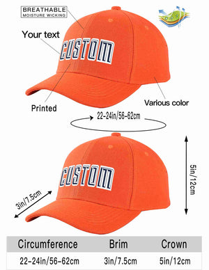 Custom Tangerine Navy-White Curved Eaves Sport Baseball Cap Design for Men/Women/Youth