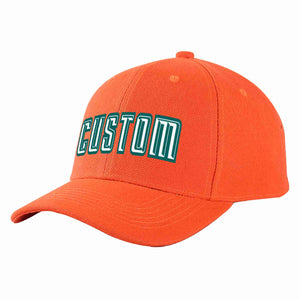 Casquette de baseball personnalisée Tangerine White-Aqua Curved Eaves Sport pour hommes/femmes/jeunes