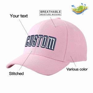 Conception personnalisée de casquette de baseball de sport incurvée rose blanc-marine pour hommes/femmes/jeunes