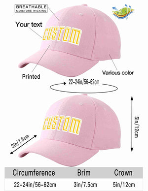 Custom Pink Gold-White Curved Eaves Sport Baseball Cap Design for Men/Women/Youth