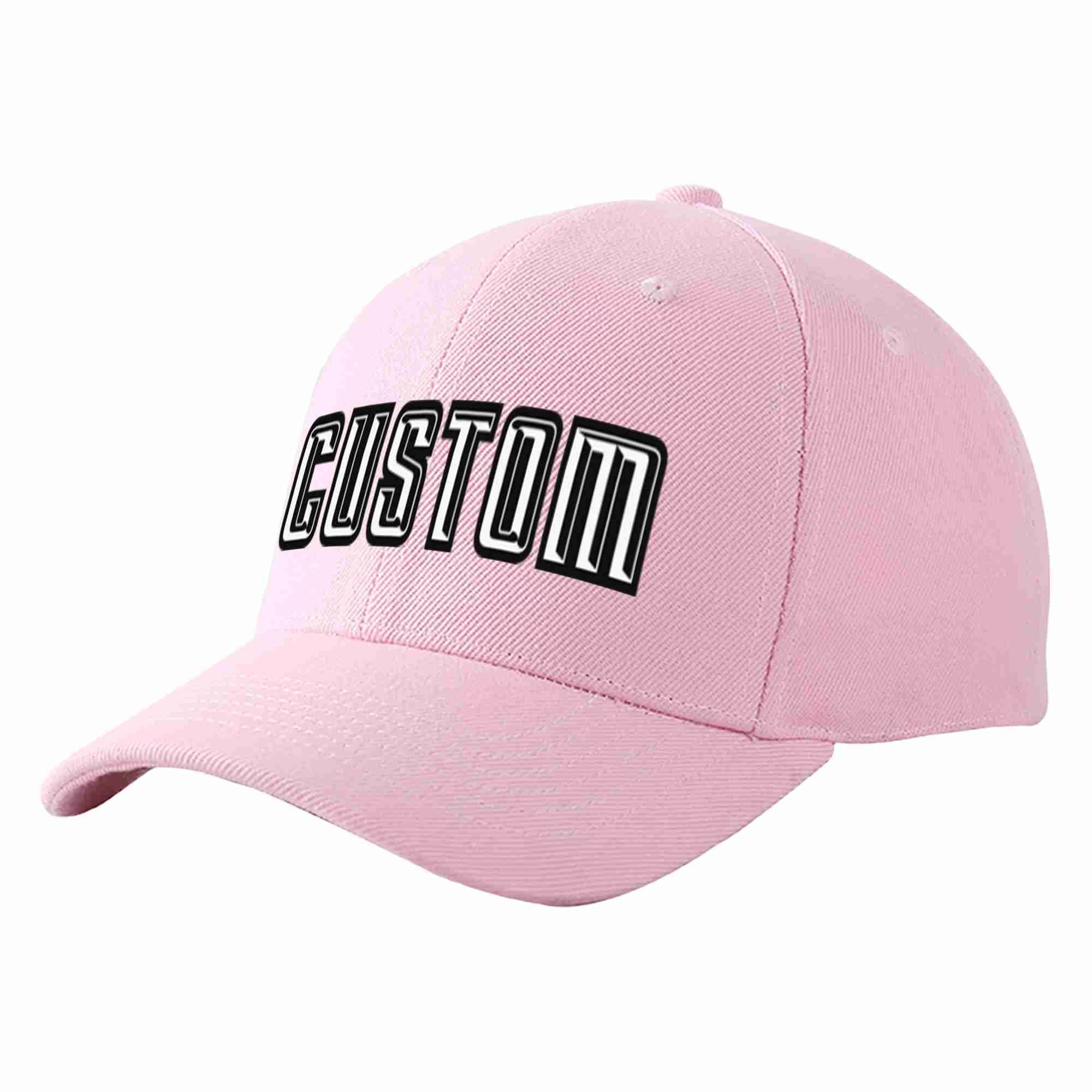 Conception personnalisée de casquette de baseball de sport incurvée rose blanc-noir pour hommes/femmes/jeunes