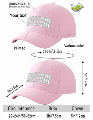 Custom Pink White-Gray Curved Eaves Sport Baseball Cap Design for Men/Women/Youth