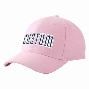 Conception personnalisée de casquette de baseball de sport incurvée rose marine-blanc pour hommes/femmes/jeunes