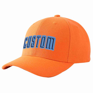 Custom Orange Navy-Light Blue Curved Eaves Sport Baseball Cap Design for Men/Women/Youth