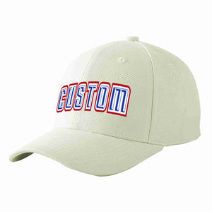 Conception personnalisée de casquette de baseball de sport incurvée blanc royal-blanc crème pour hommes/femmes/jeunes