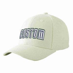 Custom Cream Navy-White Curved Eaves Sport Baseball Cap Design for Men/Women/Youth