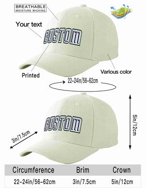 Custom Cream Navy-White Curved Eaves Sport Baseball Cap Design for Men/Women/Youth