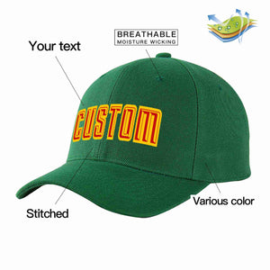 Custom Green Red-Yellow Curved Eaves Sport Baseball Cap Design for Men/Women/Youth