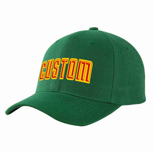 Custom Green Red-Yellow Curved Eaves Sport Baseball Cap Design for Men/Women/Youth