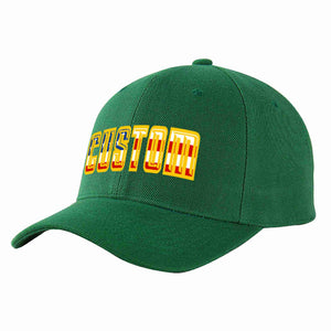 Custom Green Vintage USA Flag-Gold Curved Eaves Sport Baseball Cap Design for Men/Women/Youth