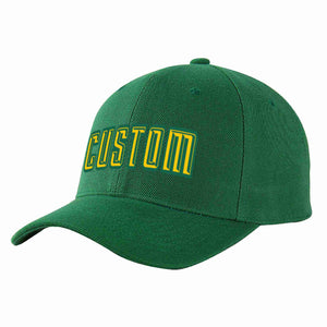 Conception personnalisée de casquette de baseball de sport à avant-toit incurvé vert Gold-Kelly Green pour hommes/femmes/jeunes