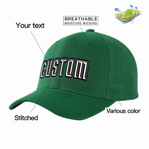 Conception personnalisée de casquette de baseball de sport incurvée vert blanc-noir pour hommes/femmes/jeunes