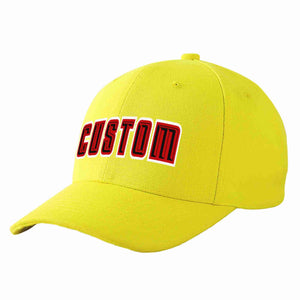 Custom Yellow Black-Red Curved Eaves Sport Baseball Cap Design for Men/Women/Youth