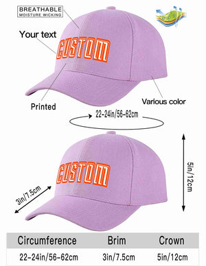 Custom Light Purple White-Orange Curved Eaves Sport Baseball Cap Design for Men/Women/Youth