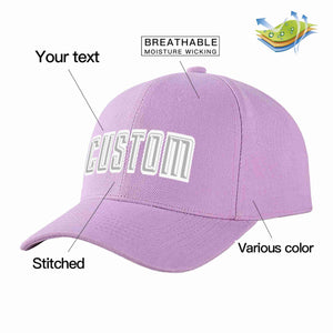 Custom Light Purple Gray-White Curved Eaves Sport Baseball Cap Design for Men/Women/Youth